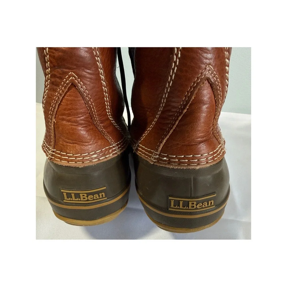 L.L. Bean Brown Leather and Olive Rubber Duck Boots